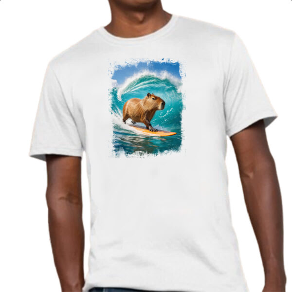 Camiseta Unissex Capivara surfando no Hawaii - Image 4