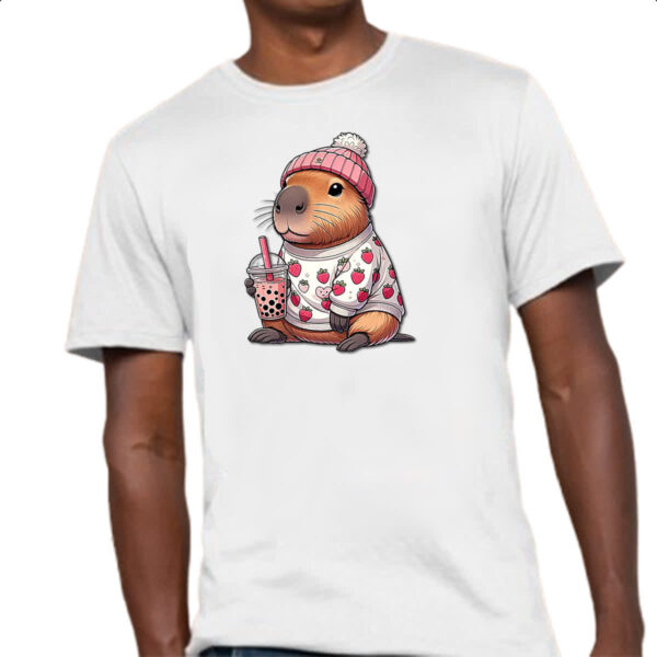 Camiseta Unissex Capivara tomando milk shake - Imagem 4