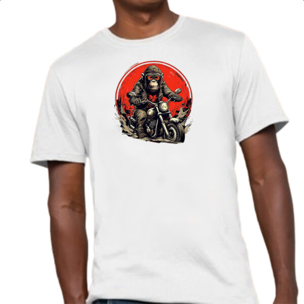 Camiseta Unissex Chimpanze motoqueiro radical - Imagem 4