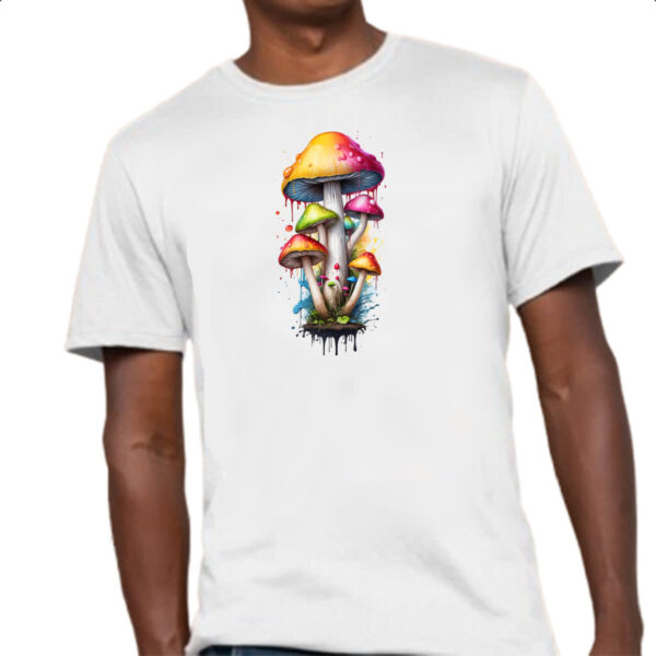 Camiseta Unissex Cogumelos coloridos splash - Imagem 4