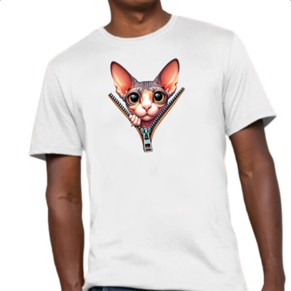 Camiseta Unissex Cornish Rex no ziper - Imagem 4