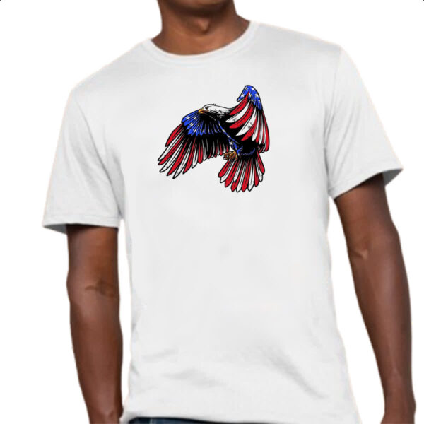 Camiseta Unissex Aguia penas bandeira EUA - Imagem 4