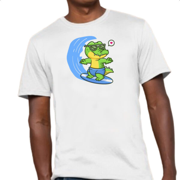 Camiseta Unissex Crocodilo surfista radical - Imagem 4