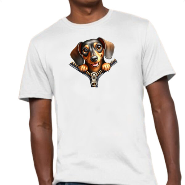 Camiseta Unissex Dachshund no Ziper - Imagem 4