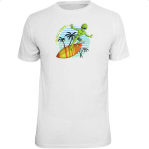 Camiseta Unissex Alien surfando good vibes
