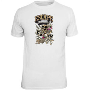 Camiseta Unissex Escape from hell war bones