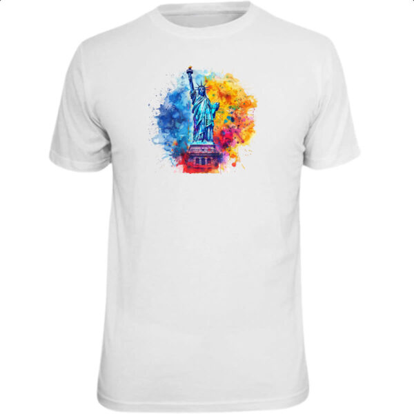 Camiseta Unissex Estatua liberdade watercolor
