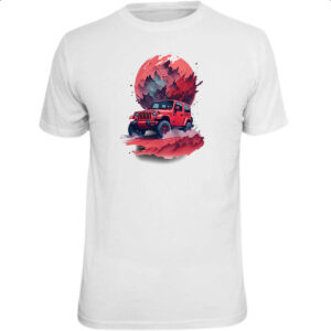 Camiseta Unissex Jeep Vermelho Sunset Art