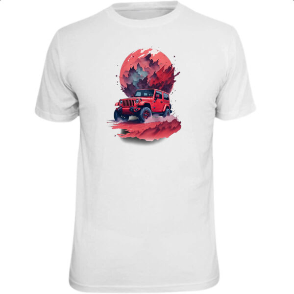 Camiseta Unissex Jeep Vermelho Sunset Art