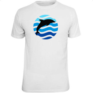 Camiseta Unissex Animais marinhos Golfinho silhueta sunset