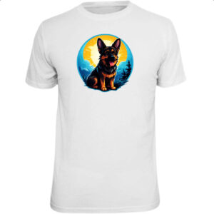 Camiseta Unissex Filhote pastor alemao sunset art