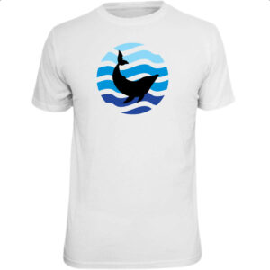 Camiseta Unissex Animais marinhos baleia silhueta sunset
