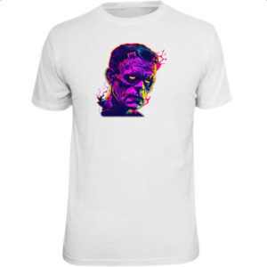 Camiseta Unissex Frankstein Neon Art Face