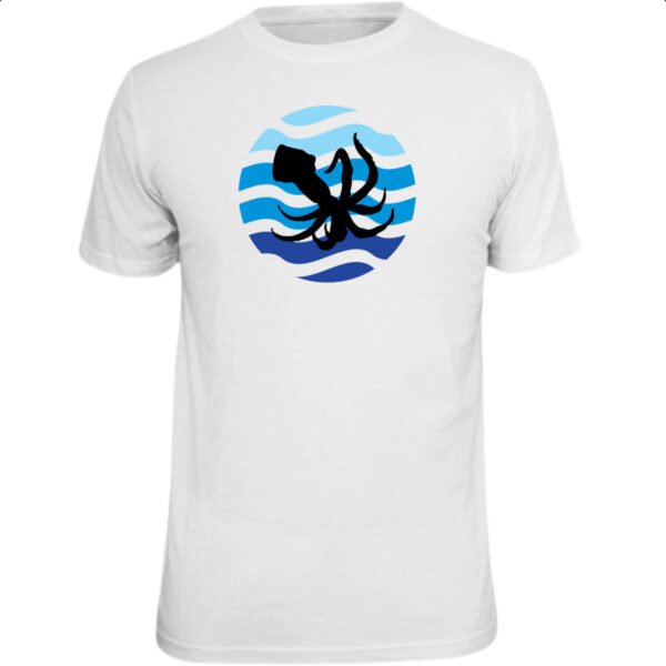 Camiseta Unissex Animais marinhos lula silhueta sunset
