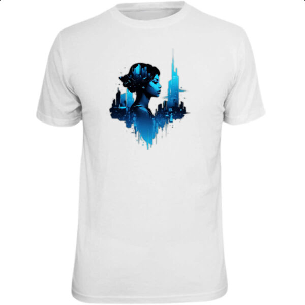 Camiseta Unissex Garota futurista silhueta