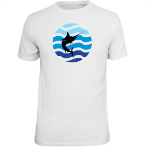 Camiseta Unissex Animais marinhos marlim silhueta sunset