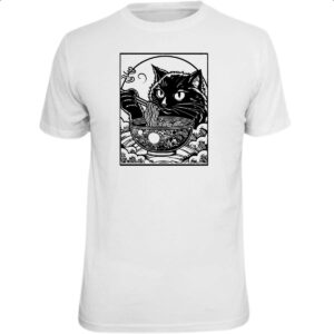 Camiseta Unissex Gato comendo lamen