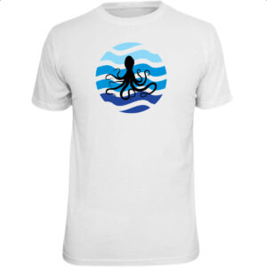 Camiseta Unissex Animais marinhos polvo silhueta sunset