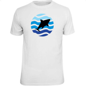 Camiseta Unissex Animais marinhos tubarao silhueta sunset