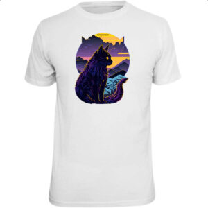 Camiseta Unissex Gato silhoueta sunset