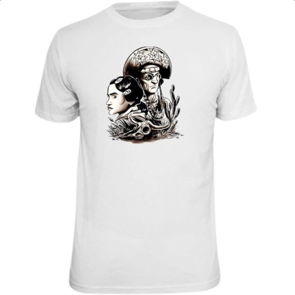 Camiseta Unissex Lampiao e Maria Bonita Desenho Grafite