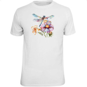 Camiseta Unissex Libelula na flor