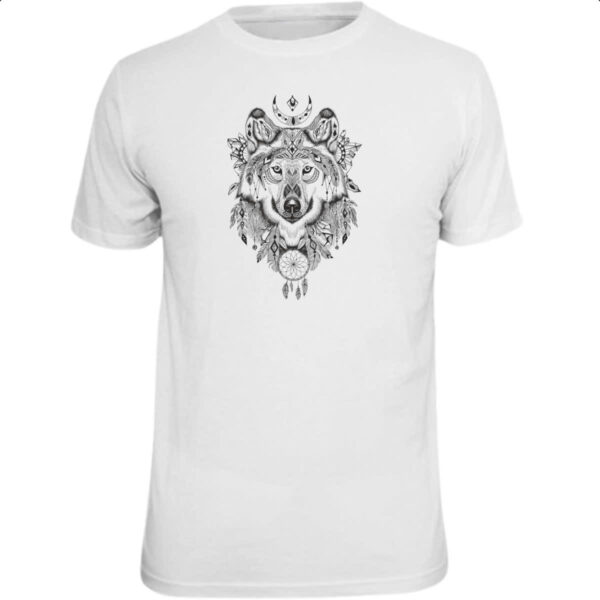 Camiseta Unissex Lobo selvagem apanhador de sonhos