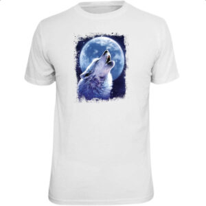 Camiseta Unissex Lobo uivando ao luar
