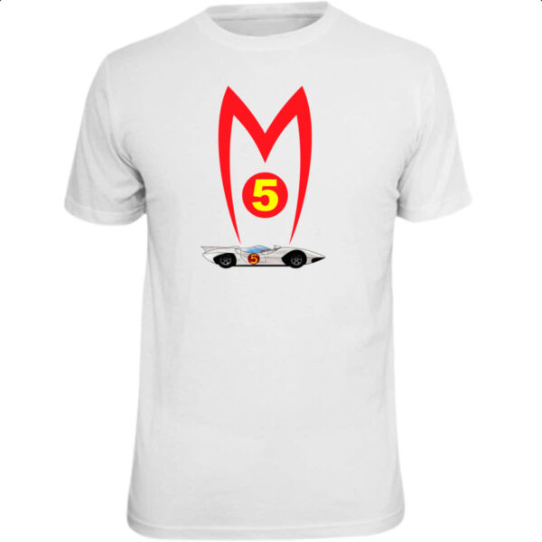 Camiseta Unissex Mach 5 Logo e carro
