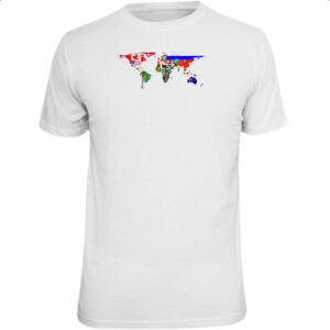 Camiseta Unissex Mapa Mundi Bandeiras
