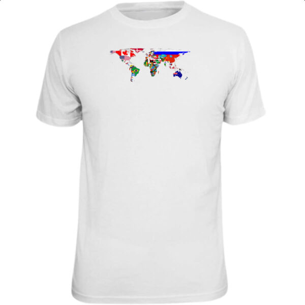 Camiseta Unissex Mapa Mundi Bandeiras