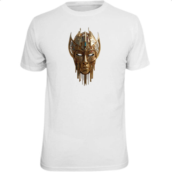 Camiseta Unissex Mascara dourada de guerra