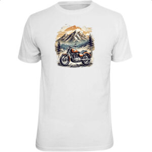Camiseta Unissex Motocicleta vintage montanhas