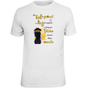 Camiseta Unissex Mulher e o girassol e a luz