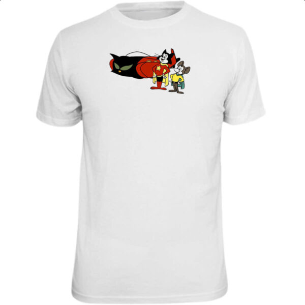 Camiseta Unissex Nostalgia Gato Corajoso e Rato Minuto