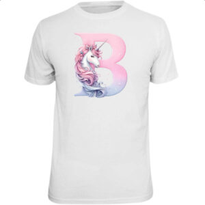 Camiseta Unissex Unicornio Alfabeto Letra B