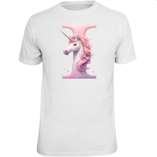 Camiseta Unissex Unicornio Alfabeto Letra I