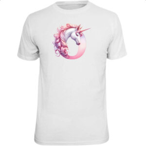 Camiseta Unissex Unicornio Alfabeto Letra O