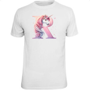 Camiseta Unissex Unicornio Alfabeto Letra R