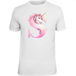 Camiseta Unissex Unicornio Alfabeto Letra S