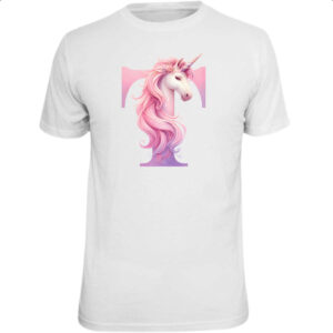 Camiseta Unissex Unicornio Alfabeto Letra T