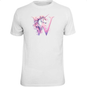 Camiseta Unissex Unicornio Alfabeto Letra W