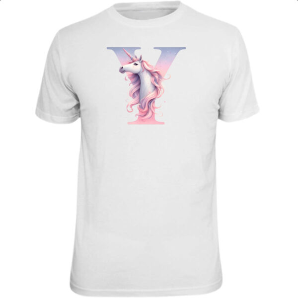 Camiseta Unissex Unicornio Alfabeto Letra Y