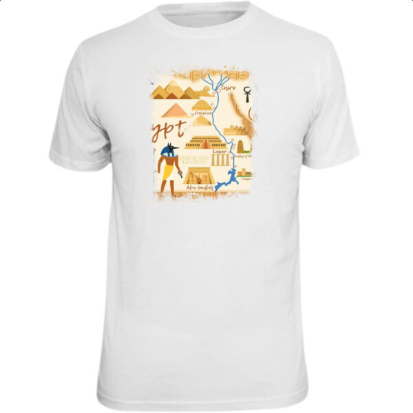 Camiseta Unissex Anubis Mapa do Egito