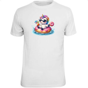 Camiseta Unissex Unicornio na boia