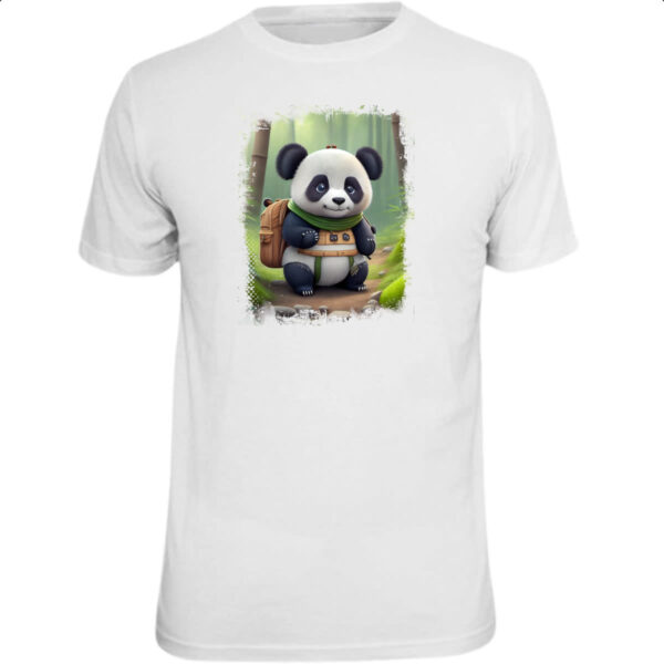 Camiseta Unissex Urso panda aventureiro