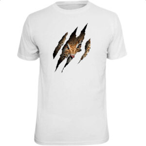Camiseta Unissex Onca pintada atras do rasgo