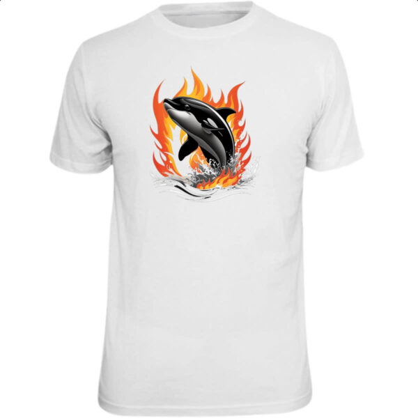 Camiseta Unissex Orca ataque elementos de fogo