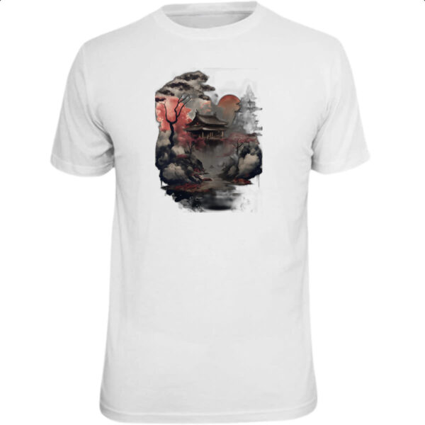 Camiseta Unissex Paisagem Asia tinta a oleo