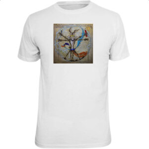 Camiseta Unissex Papa Leguas e Coyote Vitruviano Da Vinci